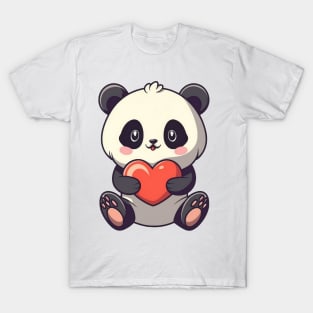 A cute panda bear with heart T-Shirt